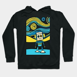 Robot on a Starry Night Hoodie